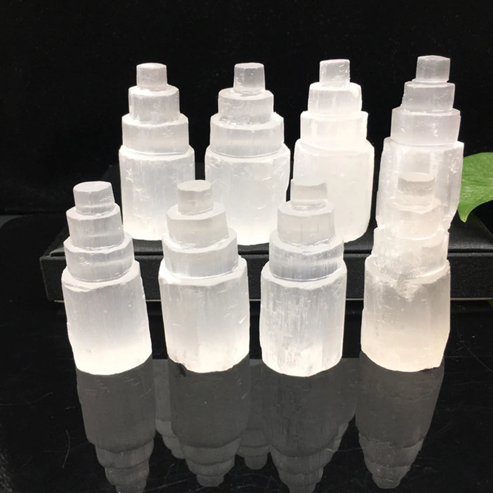 Natural White Selenite Crystal Tower