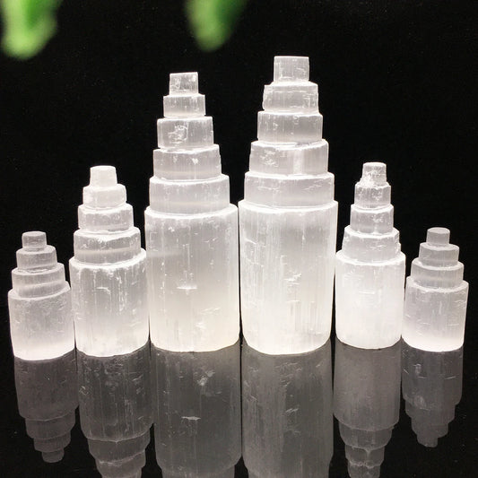 Natural White Selenite Crystal Tower